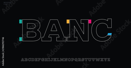 Banc creative modern stylish a to z alphabet typography font design vector set