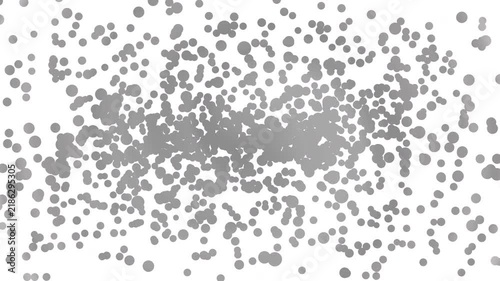 White background shape formed by numerous grey circles creating an abstract pattern.