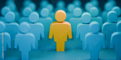 Business Leadership Concept with Outstanding Individual in Crowd