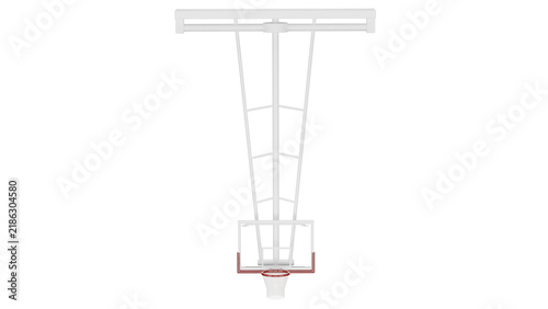3d rendering basketball hoop above a court