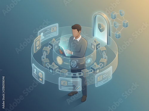Person Using Digital Smartphone Interface for Secure Identity Verification and Cyber Data Protection