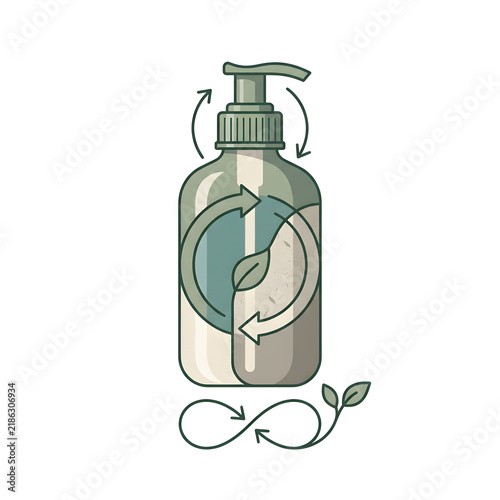 Sustainable Eco Friendly Cosmetic Bottle With Circular Economy And Recycling Symbol Concept
