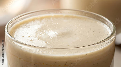 Creamy Vanilla Smoothie in Glass Close-up
