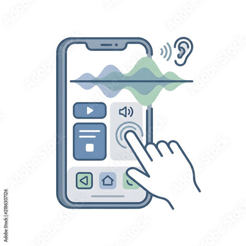Mobile Device Accessibility Interface Featuring Audio Waveforms and Tactile Interaction Elements