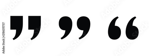 Konstfotografi Quotation marks icon set, bold double quote punctuation symbols isolated on white background for text citation, speech, statements, typography, communication, and graphic design