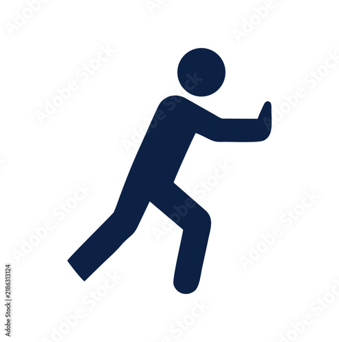 Modern Professional Human Figure Pushing Forward Silhouette Vector Icon Logo