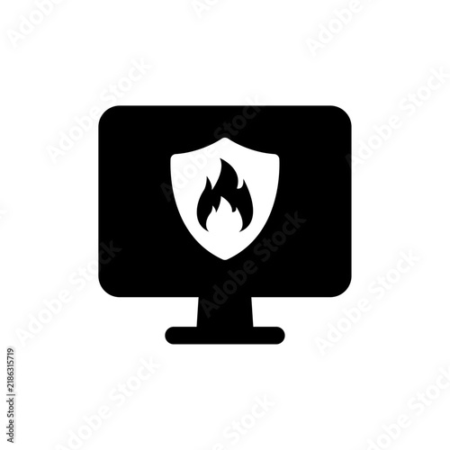 Network Firewall Gateway Black and White Vector Icon