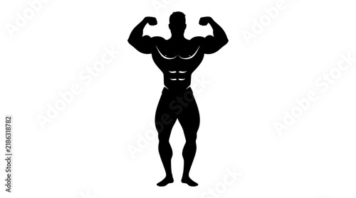 Foto Muscular physique silhouette against a white background showcasing athletic buil