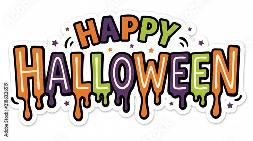 Happy halloween colorful text design with a spooky dripping slime effect for holiday celebration and party greeting