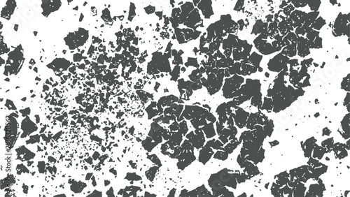 Abstract black and white grunge texture background. Distressed cracked surface pattern with peeling paint flakes. Flat vector illustration EPS 10.