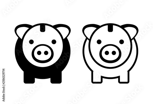 Piggy bank on white background, vector icon 