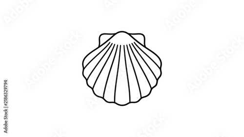 Scallop seashell line art drawing icon.