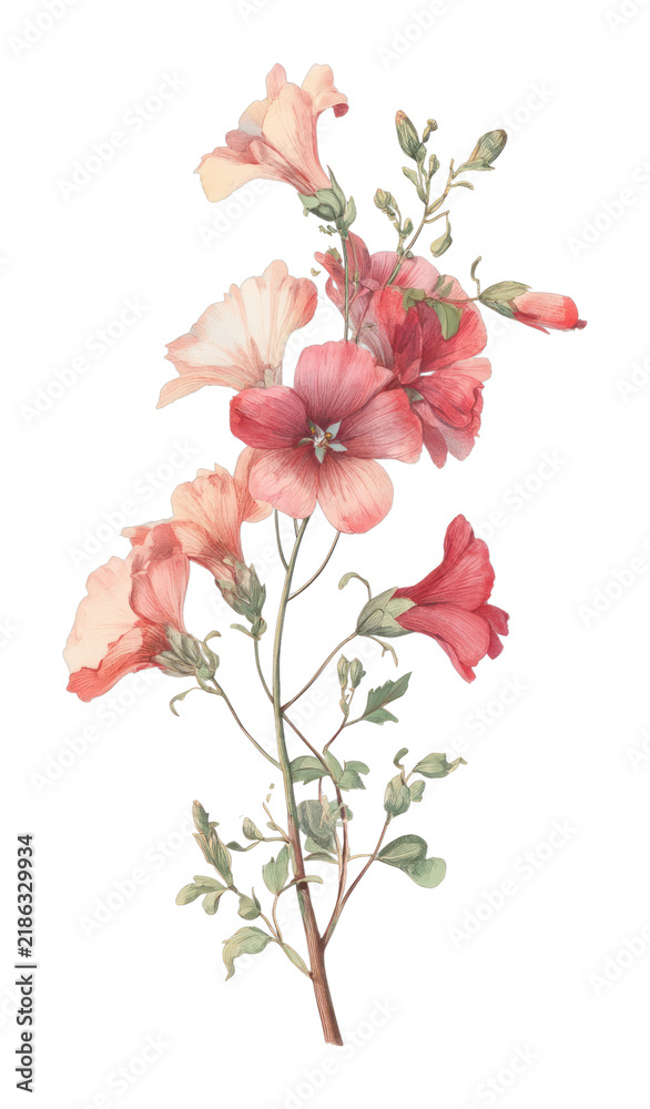 Obraz premium PNG Delicate watercolor floral illustration.
