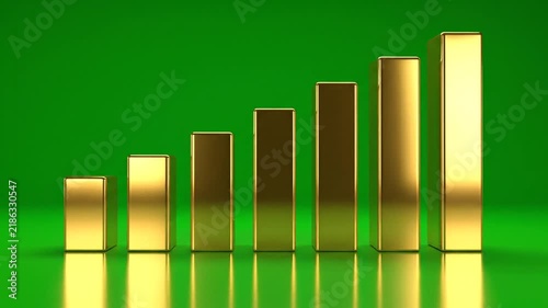 Gold Bar Financial Growth Chart Video Background Representing Increasing Success and Wealth Analytics