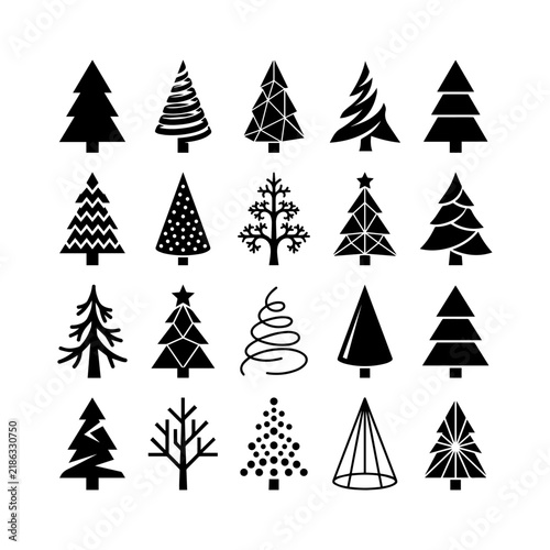Vector Christmas Tree Icons Collection for Holiday Design