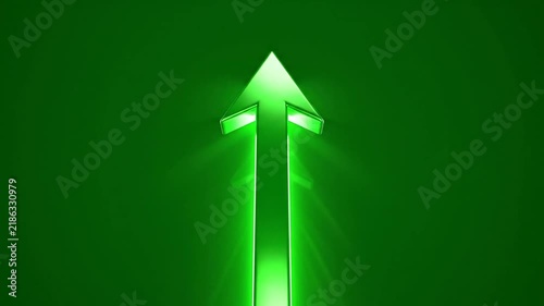 Glowing Green Arrow Pointing Upwards 3D Render Illustration For Financial Growth Success Video Presentation