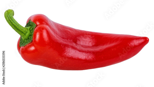 Bild auf Leinwand Bright red pepper with green stem, isolated on transparent background