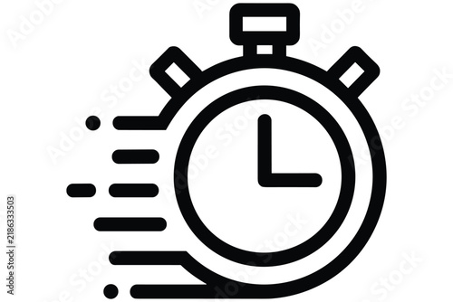 Vector stopwatch icon with motion speed trails for tracking urgent tasks and fast service time