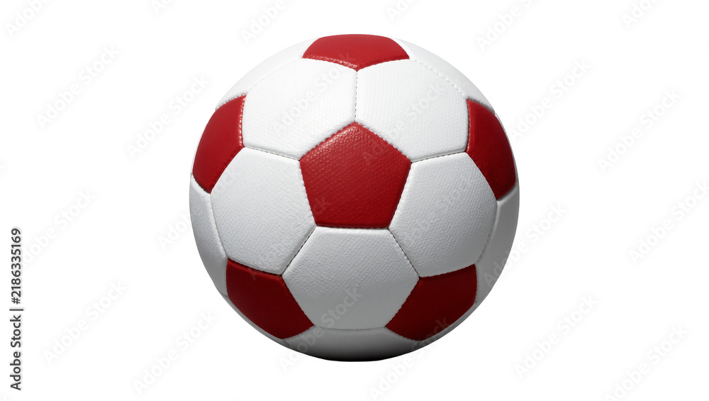 Naklejka premium Classic red and white soccer ball, isolated on transparent background