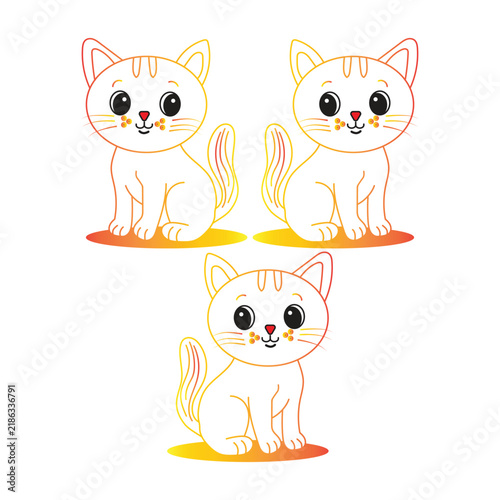set of funny cartoon cats