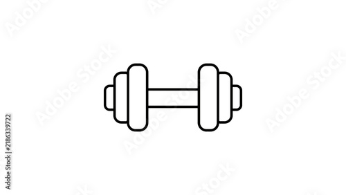 Black outline dumbbell icon on transparent background for fitness workout.