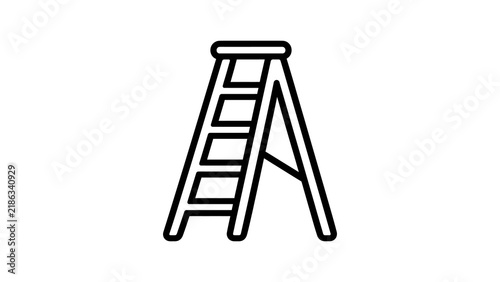 Folding ladder icon with step design for construction and home repair job.