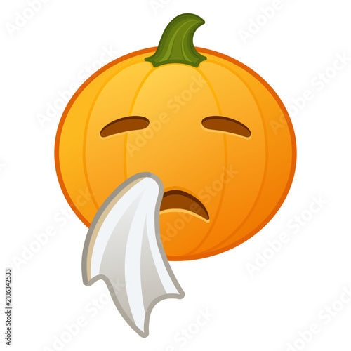 Pumpkin with sneezing face Large size of Halloween emoji
