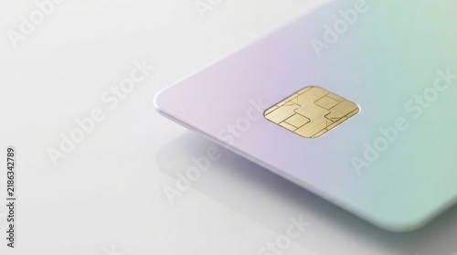 Blank pastel gradient credit card with a gold chip