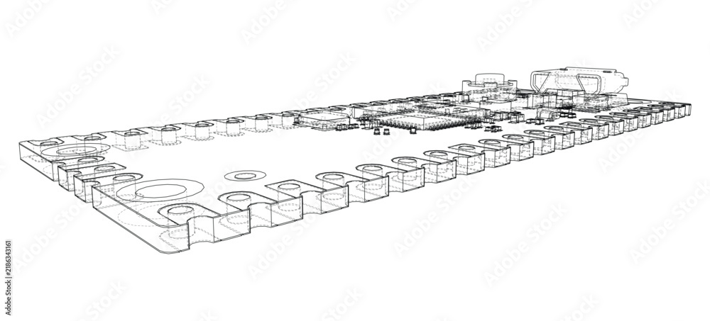 Obraz premium circuit board wireframe illustration. Vector