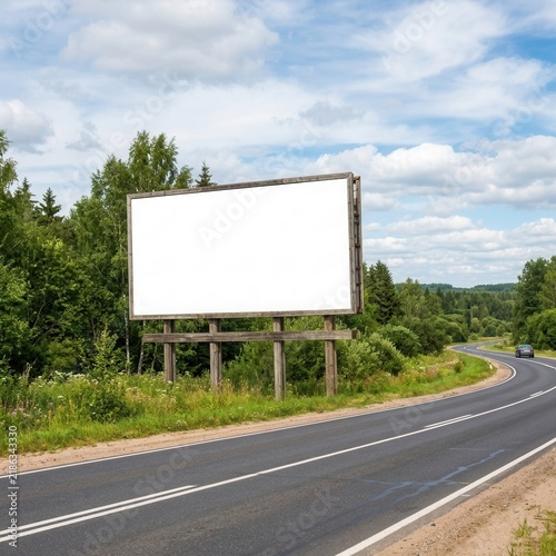 Empty Billboard Along A Scenic Rural Highway Ready For Customization