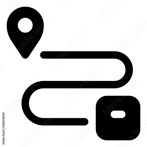 Route icon for navigation, delivery and transportation