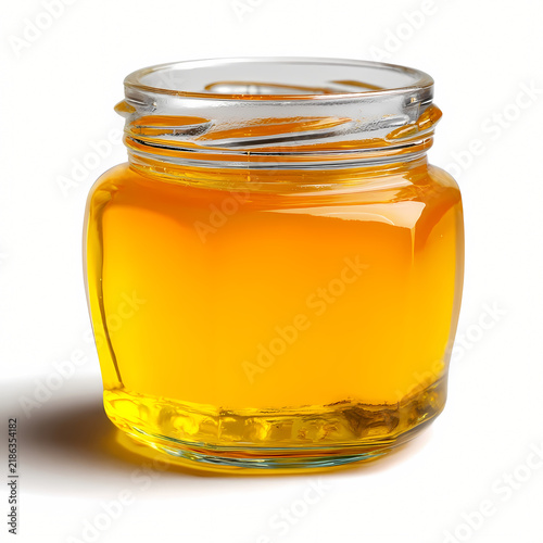 jar of honey on white background 