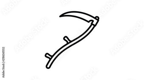Obraz na płótnie Grim reaper scythe a black line drawing on a white background