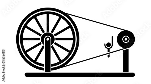 Plakat Spinning wheel icon, vintage textile craft tool vector illustration for design projects.