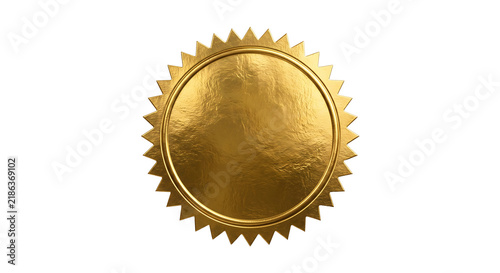 Obraz na plátně Golden metallic seal of approval round sticker with star edges luxurious badge for quality