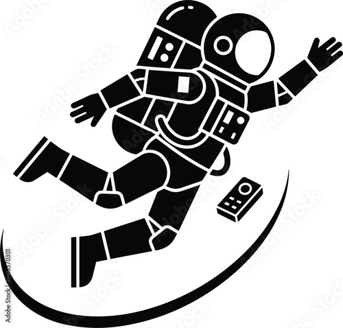 Фотография Spaceman astronaut floating in zero gravity space suit silhouette illustration i