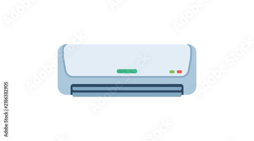 Air conditioner unit illustration with a white casing and transparent background