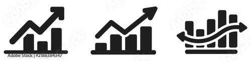 Growing Bar Chart Icon, Upward Profit, Revenue Growth, Financial Performance, Business Analytics, Investment Success, Editable Flat and Outline Symbol, Vector, Designs