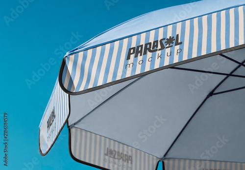 Clear Sky with Beach Parasol Umbrella Mockup