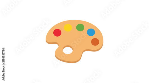 Artist palette with colorful paint dabs flat vector illustration