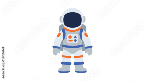 Astronaut spacesuit illustration features a simplified flat design on a white background