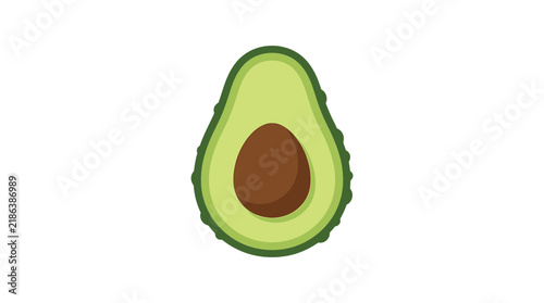 Halved avocado with pit flat vector illustration on white background