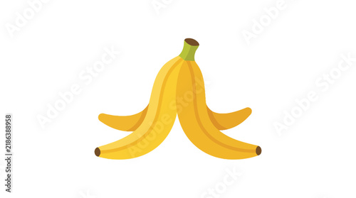 Banana peel lies discarded on a white background vector illustration