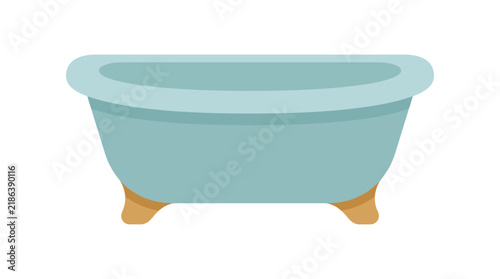 Bathtub with claw feet is a flat vector illustration on a white background