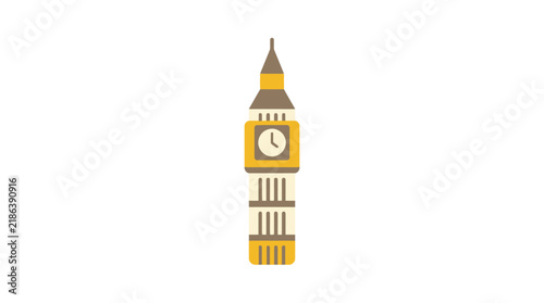 Big ben clock tower flat vector illustration on a white background