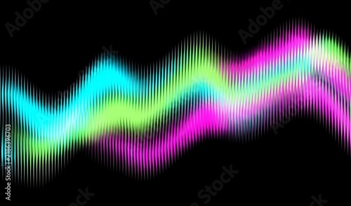 Multicolor Neon Sound Wave on Black Background