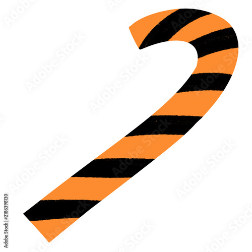 Orange and black striped Halloween candy cane illustration