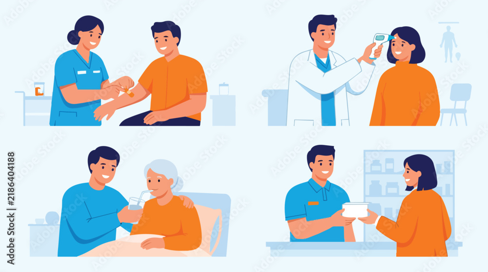 Fototapeta premium Medical professionals assisting patients in clinic