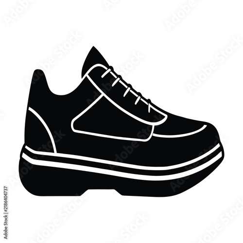 Running Shoes Black Flat Icon Vector Art