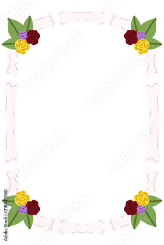 Bone Flower Decorative Frame Vector Illustration